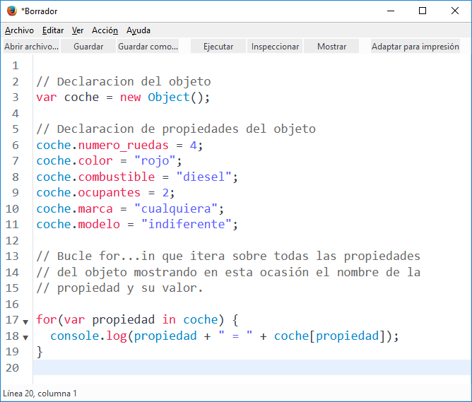 Ejercicios JavaScript - Bucle For...In