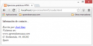 Ejercicios HTML5 - Etiqueta ADDRESS