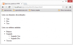 Prácticas de programación HTML5, Etiqueta UL